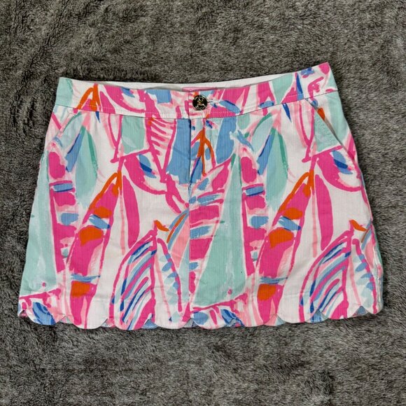 Lilly Pulitzer Colette Scallop Hemmed Skort Sz 0 Out To Sea - Picture 1 of 10
